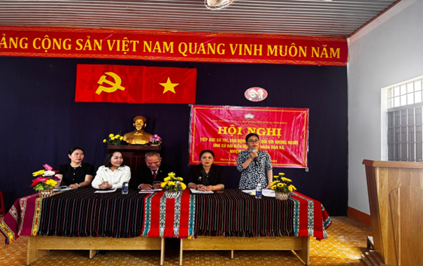 Hội nghị tiếp xúc cử tri, vận động bầu cử đối với những người ứng cử đại biểu HĐND xã Dur Kmăl, nhiệm kỳ 2026 - 2031 tại đơn vị bầu cử số 6 (buôn Cuê)